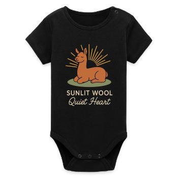 Cottagecore Llama Aesthetic Cute Farm Animal - Organic Short Sleeve Baby Bodysuit by Stanley/Stella - black - Front