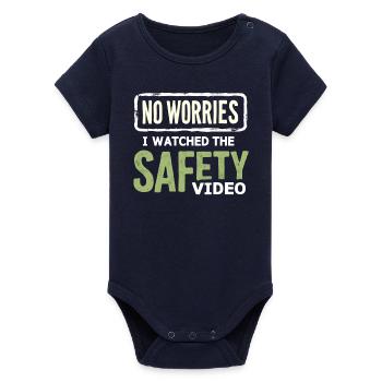No Stress Safety Video Memes - Organic Short Sleeve Baby Bodysuit by Stanley/Stella - navy - Front