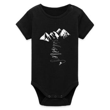 Val d'Isère Ski Espace Killy Village Haute Savoie - Body bébé manches courtes bio Stanley/Stella - noir - Devant