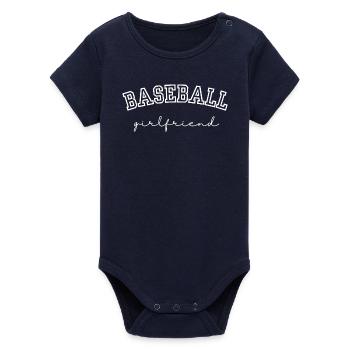 Baseball Girlfriend - Organic Short Sleeve Baby Bodysuit by Stanley/Stella - navy - Front