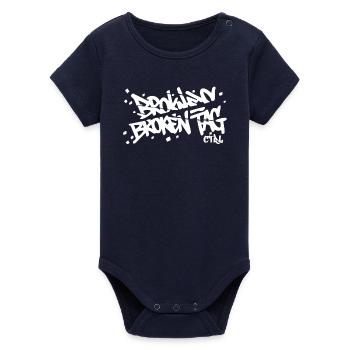 broken-tag-dos - Organic Short Sleeve Baby Bodysuit by Stanley/Stella - navy - Front