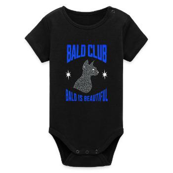 Bald Is Beautiful Sphynx Cat Hairless Club - Organic Short Sleeve Baby Bodysuit by Stanley/Stella - black - Front