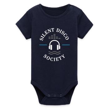 Silent Disco Headphones Rave Neon Festival Dance - Organic Short Sleeve Baby Bodysuit by Stanley/Stella - navy - Front
