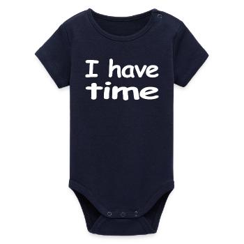 Time - Organic Short Sleeve Baby Bodysuit by Stanley/Stella - navy - Front