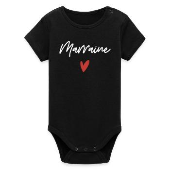 Marraine coeur idée cadeau - Body bébé manches courtes bio Stanley/Stella - noir - Devant