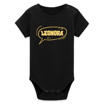 Leonora comme prénom - Body bébé manches courtes bio Stanley/Stella - noir - Devant