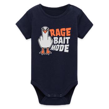 Rage Bait Fashion Seagull Bird Nasty Funny Provocation - Organic Short Sleeve Baby Bodysuit by Stanley/Stella - navy - Front