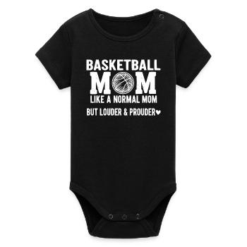 fière drôle basket-ball maman design maman - Body bébé manches courtes bio Stanley/Stella - noir - Devant