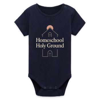 Christian Homeschool-Mother-Faith - Organic Short Sleeve Baby Bodysuit by Stanley/Stella - navy - Front
