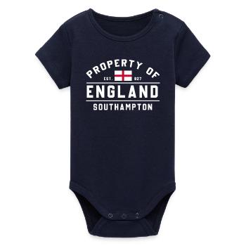 England Flag Southampton - Organic Short Sleeve Baby Bodysuit by Stanley/Stella - navy - Front