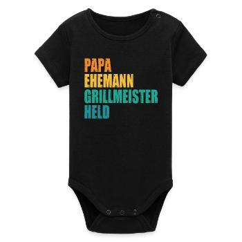 Dad Husband Grill Master Hero - Organic Short Sleeve Baby Bodysuit by Stanley/Stella - black - Front