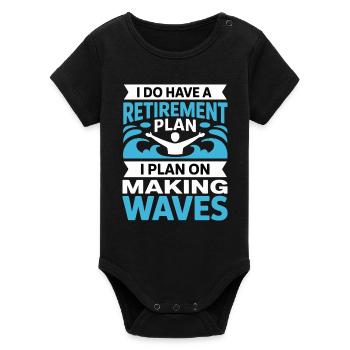 Retirement Plan: Making Waves - Organic Short Sleeve Baby Bodysuit by Stanley/Stella - black - Front