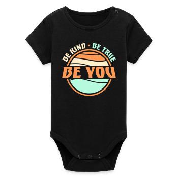 Sois gentil, sois sincère, sois toi-même, un amour de soi inspirant - Body bébé manches courtes bio Stanley/Stella - noir - Devant