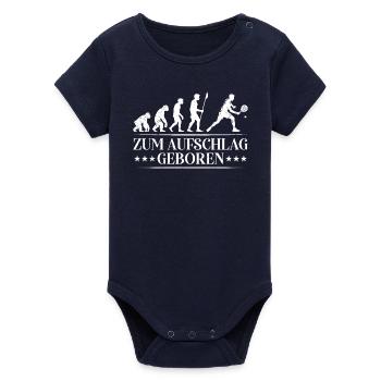 Padel racket BORN TO SERVE Fun - Organic Short Sleeve Baby Bodysuit by Stanley/Stella - navy - Front