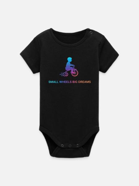 Kleine Räder Große Träume - Organic Kurzarm-Babybody von Stanley/Stella - Schwarz