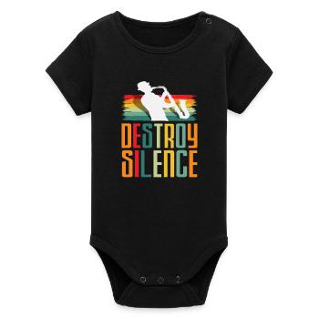 Retro-saxophon Saxophonist Destroy Silence - Organic Kurzarm-Babybody von Stanley/Stella - Schwarz - Vorne