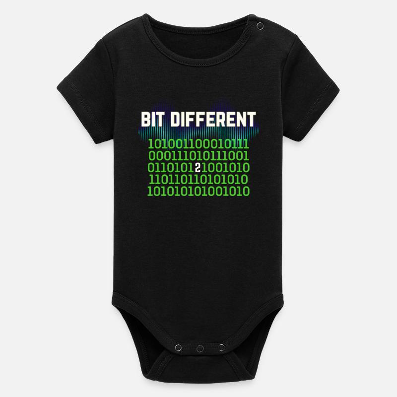 Bit Different - Nerdy Binary Error Design - Organic Short Sleeve Baby Bodysuit by Stanley/Stella - black