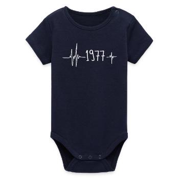 1977 - Organic Short Sleeve Baby Bodysuit by Stanley/Stella - navy - Front