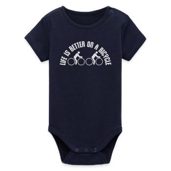 La vie est meilleure à vélo. Cyclisme Sport - Body bébé manches courtes bio Stanley/Stella - marine - Devant
