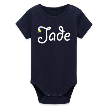 jade - Organic Short Sleeve Baby Bodysuit by Stanley/Stella - navy - Front
