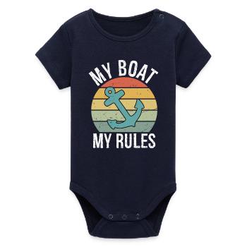 My Boat My Rules Funny Boating Captain Gift - Organic Kurzarm-Babybody von Stanley/Stella - Navy - Vorne