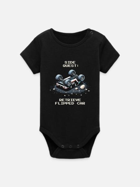 Nebenquest: Auto umdrehen | RC Cars - Organic Kurzarm-Babybody von Stanley/Stella - Schwarz