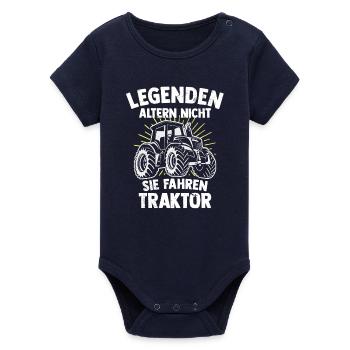 Legends drive a farmer's tractor - Organic Short Sleeve Baby Bodysuit by Stanley/Stella - navy - Front