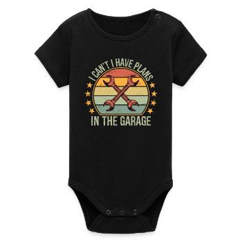I Can't I Have Plans in The Garage  Car Mechanic - Organic Kurzarm-Babybody von Stanley/Stella - Schwarz - Vorne