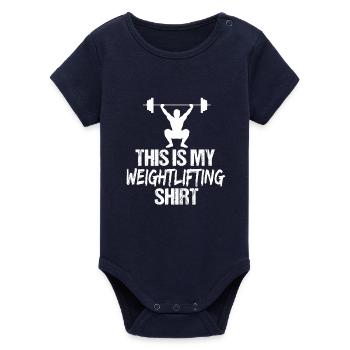 Voici mon t-shirt de gym de musculation - Body bébé manches courtes bio Stanley/Stella - marine - Devant