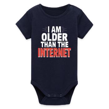 I am older than the Internet - Funny Quote T-Shirt - Organic Short Sleeve Baby Bodysuit by Stanley/Stella - navy - Front