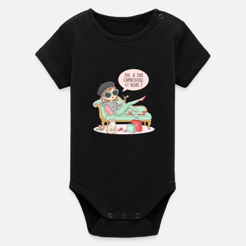 Ich bin launisch und so - Organic Kurzarm-Babybody von Stanley/Stella - Schwarz