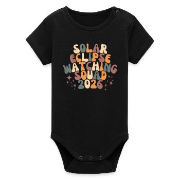 Solar Eclipse Watching Squad 2026 - Organic Kurzarm-Babybody von Stanley/Stella - Schwarz - Vorne