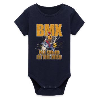BMX tout est bon dans la boue - Body bébé manches courtes bio Stanley/Stella - marine - Devant