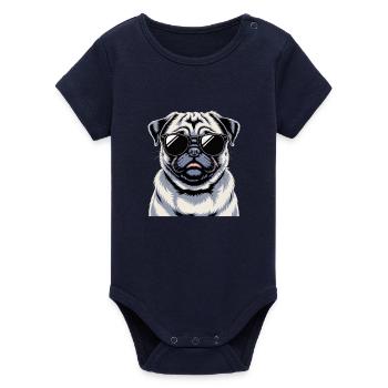 Mops - Organic Kurzarm-Babybody von Stanley/Stella - Navy - Vorne