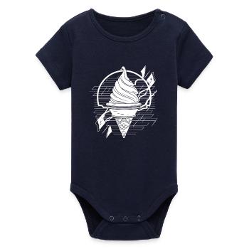 Softeis Zeichnung - Organic Kurzarm-Babybody von Stanley/Stella - Navy - Vorne