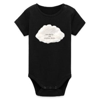 Mental airplane mode - Organic Short Sleeve Baby Bodysuit by Stanley/Stella - black - Front