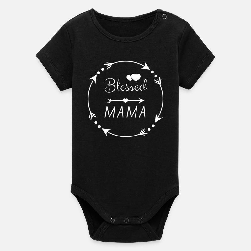 Gesegnete Mama - christliches Muttertags-Geschenk - Organic Short Sleeve Baby Bodysuit by Stanley/Stella - black
