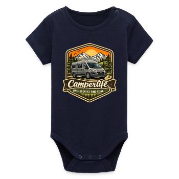 Camperlife life is a journey - Camper - Organic Short Sleeve Baby Bodysuit by Stanley/Stella - navy - Front