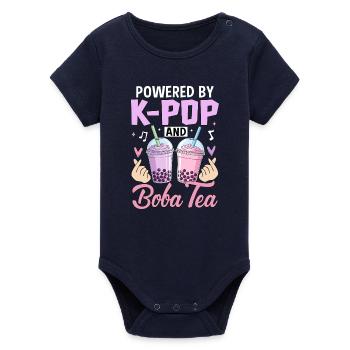Propulsé par K Pop et Boba Tea - Body bébé manches courtes bio Stanley/Stella - marine - Devant