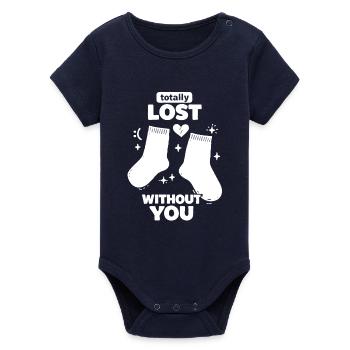 Totalement perdue sans tes chaussettes - Body bébé manches courtes bio Stanley/Stella - marine - Devant