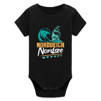 Vacances à la mer du Nord NORDDEICH OSTHOLSTEIN Fun - Body bébé manches courtes bio Stanley/Stella - noir - Devant