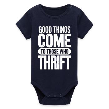 Thrift Chic Gute Dinge - Organic Kurzarm-Babybody von Stanley/Stella - Navy - Vorne