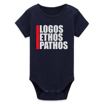 Logos Ethos Pathos Rhétorique Étudiant en Philosophie - Body bébé manches courtes bio Stanley/Stella - marine - Devant