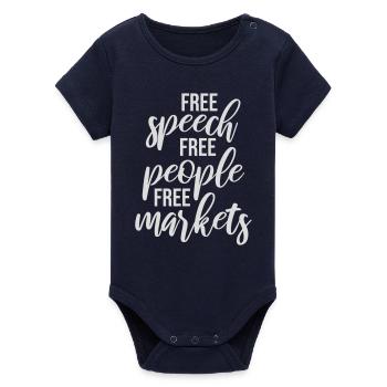 Free Speech Markets People Libertarian Freedom Logo - Organic Short Sleeve Baby Bodysuit by Stanley/Stella - navy - Front