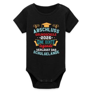 Graduation from primary school in 2026 Legend leaves - Organic Short Sleeve Baby Bodysuit by Stanley/Stella - black - Front