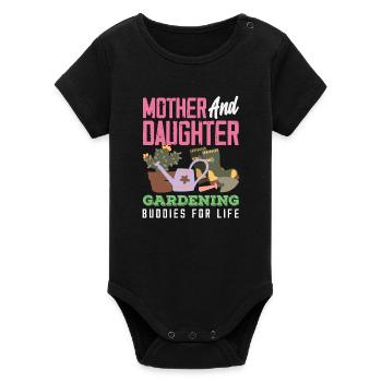Mutter-tochter-pflanzenliebhaberin Gartenarbeit - Organic Kurzarm-Babybody von Stanley/Stella - Schwarz - Vorne