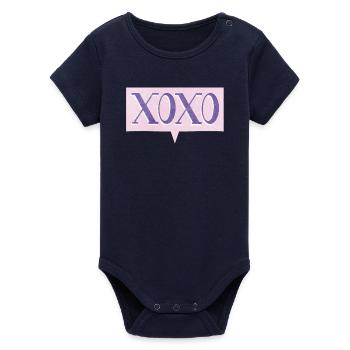 XoXo – Culture populaire Amour, câlin, Langage jeunesse - Body bébé manches courtes bio Stanley/Stella - marine - Devant