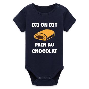 Pain au chocolat illustré - Body bébé manches courtes bio Stanley/Stella - marine - Devant