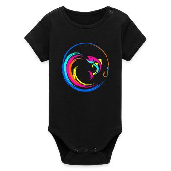 Fish Fish Hook - Organic Short Sleeve Baby Bodysuit by Stanley/Stella - black - Front