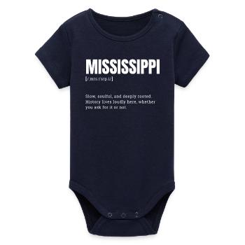 Mississippi Bold Monochrome Logo - Body bébé manches courtes bio Stanley/Stella - marine - Devant